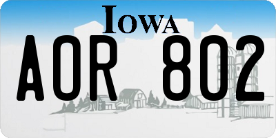 IA license plate AOR802