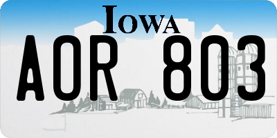 IA license plate AOR803