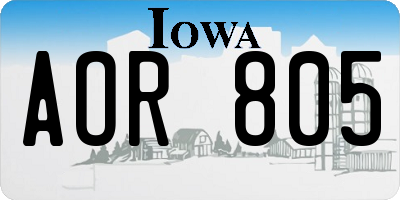 IA license plate AOR805