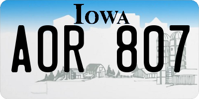 IA license plate AOR807