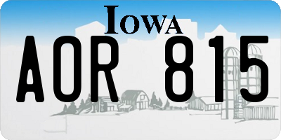 IA license plate AOR815