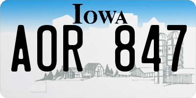 IA license plate AOR847