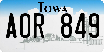 IA license plate AOR849