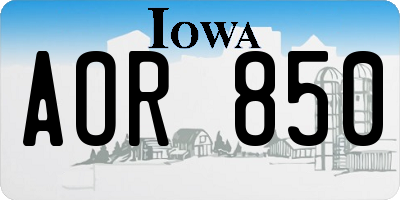 IA license plate AOR850