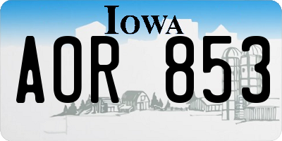 IA license plate AOR853