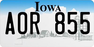IA license plate AOR855