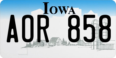 IA license plate AOR858