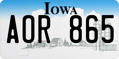IA license plate AOR865
