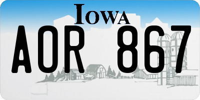 IA license plate AOR867