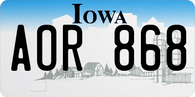 IA license plate AOR868