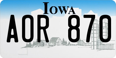 IA license plate AOR870
