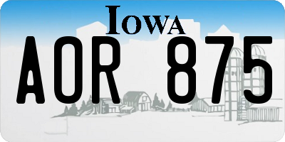 IA license plate AOR875