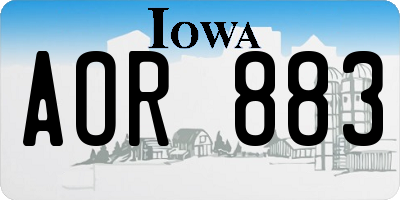 IA license plate AOR883
