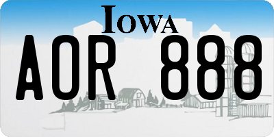 IA license plate AOR888