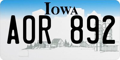 IA license plate AOR892