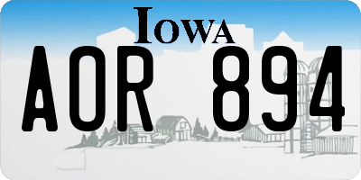 IA license plate AOR894