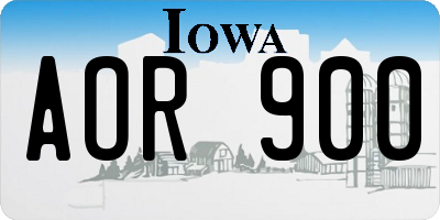 IA license plate AOR900