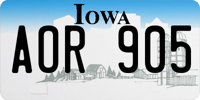 IA license plate AOR905