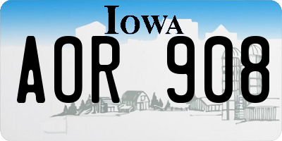 IA license plate AOR908