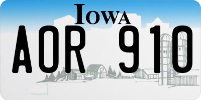 IA license plate AOR910