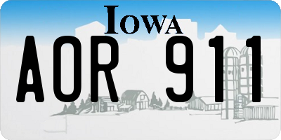 IA license plate AOR911