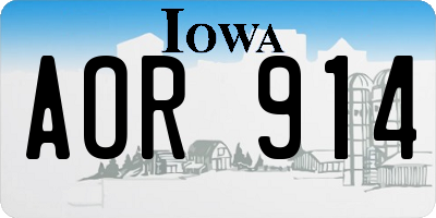 IA license plate AOR914