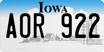 IA license plate AOR922