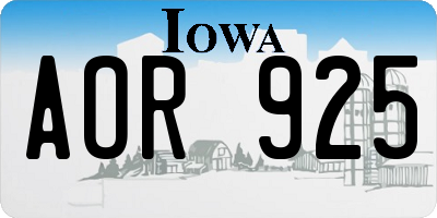 IA license plate AOR925