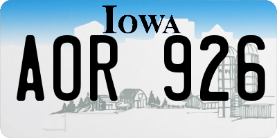 IA license plate AOR926