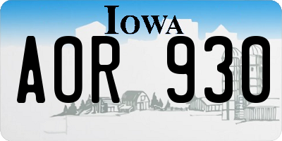 IA license plate AOR930