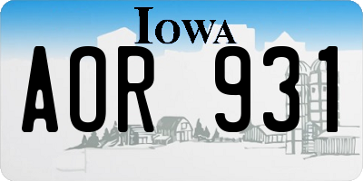 IA license plate AOR931
