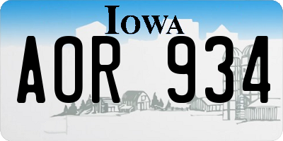 IA license plate AOR934