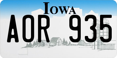 IA license plate AOR935