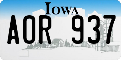 IA license plate AOR937