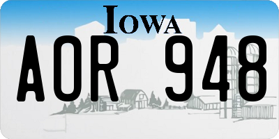 IA license plate AOR948