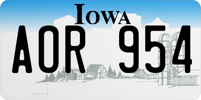 IA license plate AOR954