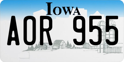 IA license plate AOR955