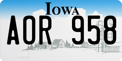 IA license plate AOR958