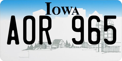 IA license plate AOR965