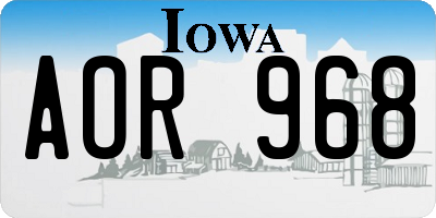 IA license plate AOR968