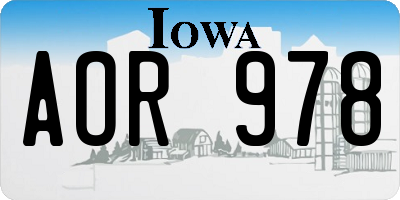 IA license plate AOR978