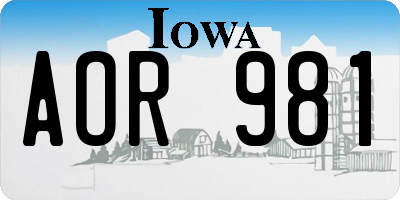 IA license plate AOR981