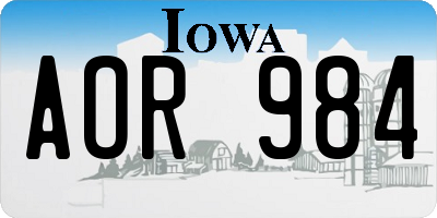 IA license plate AOR984