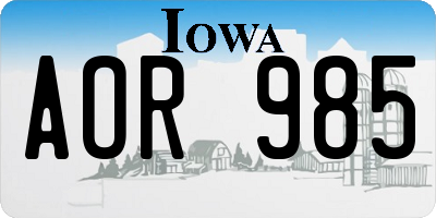 IA license plate AOR985
