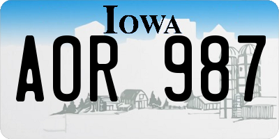 IA license plate AOR987