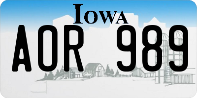 IA license plate AOR989