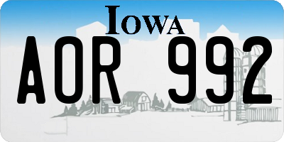 IA license plate AOR992