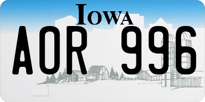 IA license plate AOR996