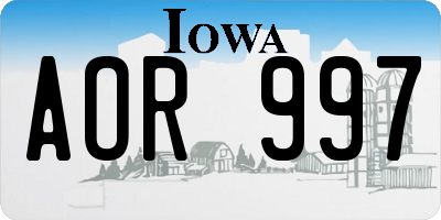 IA license plate AOR997