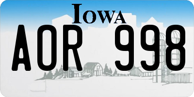 IA license plate AOR998